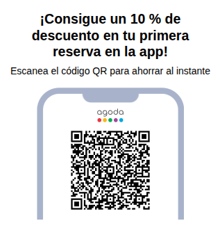 Conseguí un 10% de descuento en tu primera reserva en la app de Agoda escaneando el código QR